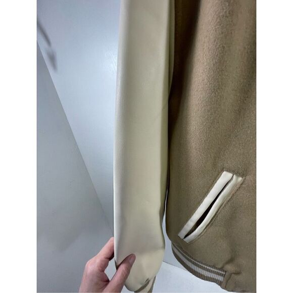 Zara NWOT Beige Contrast Varsity Bomber Jacket Size 13-14 - Picture 5 of 8